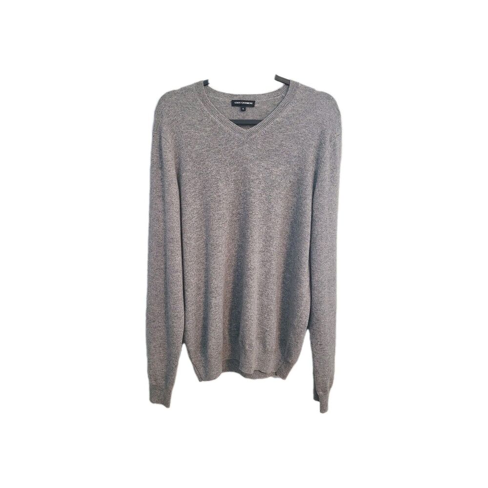 State Cashmere Gray Sweater Mens XL Cashmere Pullover Quiet Luxury Grandpacore